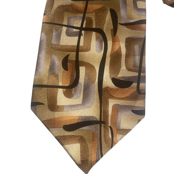 J. GARCIA Limited #43 Silk Necktie Designer NEW YORK AT NIGHT Gold 62”x4” - Picture 2 of 5